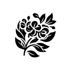 Elegant Black Floral Illustration: Minimalist Silhouette on White