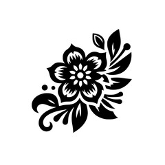 Elegant Black Flower Vector Illustration on White, Minimalist Design