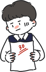 낮은성적에 실망한 학생