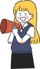 무언가알리고있는학생