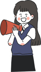 무언가알리고있는학생