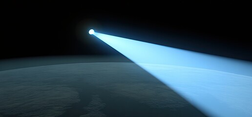 A powerful beam of light illuminates Earth from space