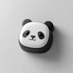 Naklejka premium Cute Cartoon Panda Face on Minimalist Grey Background for Kids
