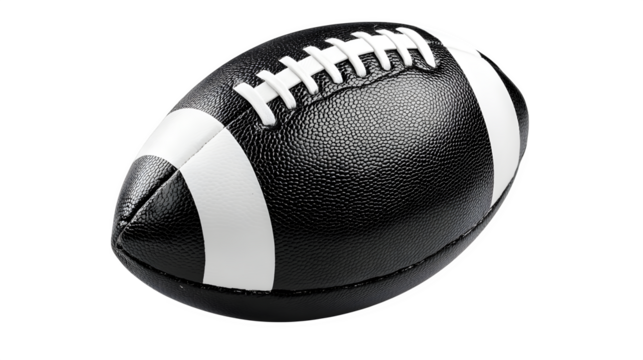 Classic black and white football with motion lines, isolated on Transparent background