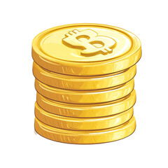 Stack of gold Bitcoin coins digital currency wealth finance cryptocurrency investment