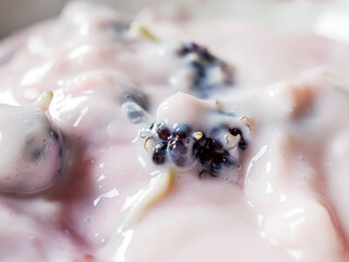 Macro texture of Tasty fruit yogurt background