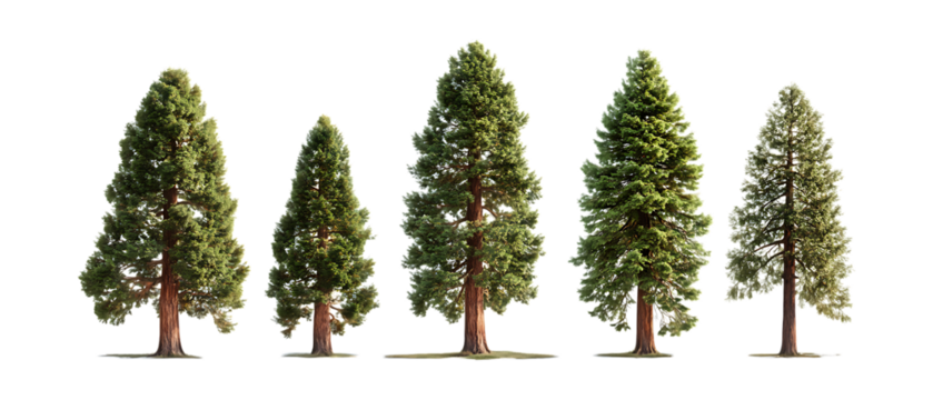 Pack of Majestic Evergreen Trees HighResolution Images for Design set against transparent background