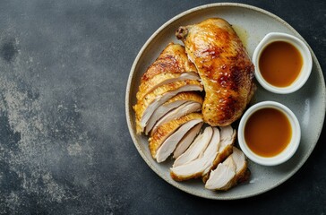 Delicious grilled chicken with sauce