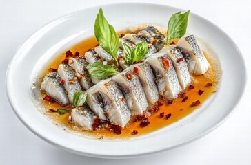 Steamed fish rolls with cilantro