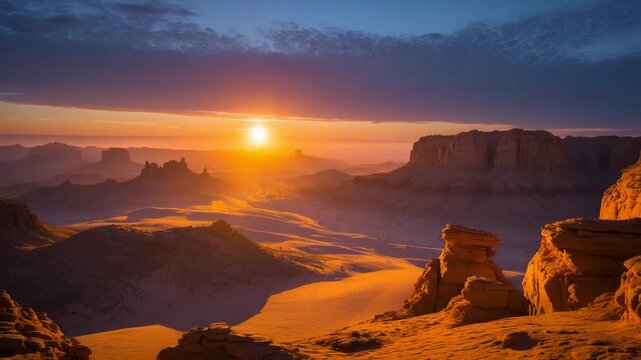 Stunning videos display the breathtaking sunset over landscapes, emphasizing extraordinary rock formations.