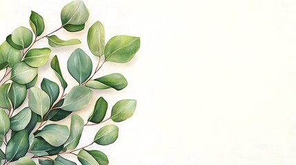 Obraz premium Watercolor Eucalyptus Leaves Greenery Branches Botanical Illustration White Background Floral