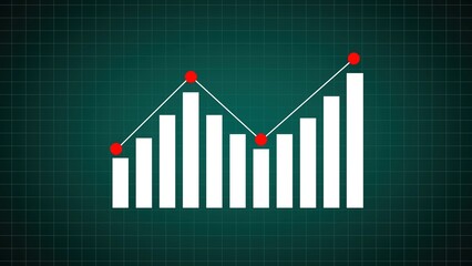 Financial data representation with a bar graph displaying trends and fluctuations against a gridded background concept of business growth and economic analysis