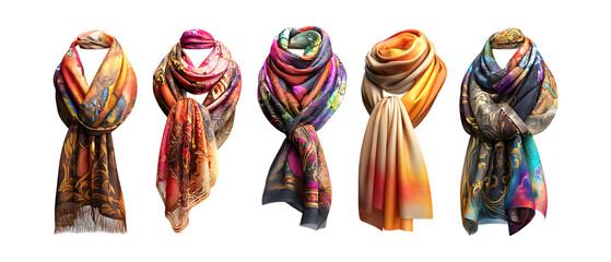 Pack of Shop Womens Scarves Stylish  Colorful Winter Scarves Online set against transparent background