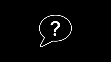 Question mark inside a speech bubble simple illustration showing query and inquiry black background design for digital communication and online support