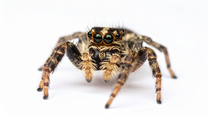 jumping spider on white background