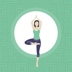 Minimal Vector Art of a Woman doing Yoga with Indian Bandhani Pattern