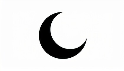 Obraz premium black crescent moon silhouette icon on white background for ramadan web design, print projects, islamic branding, minimalist vector graphic