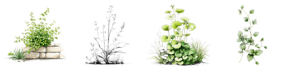 Nature's vibrant garden showcases a variety of lush, thriving plants. long_title:This image showcases a variety of lush, thriving plants in a natural