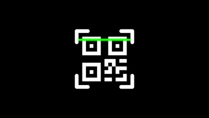 Qr code with a bright green scanning line against a dark background suitable for technology and business-related concepts like marketing and product promotion.