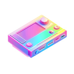 Fototapeta premium Colorful digital device with screen buttons and ports isometric view