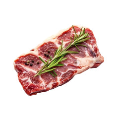 Fototapeta premium Raw steak seasoned with rosemary and pepper ready to cook