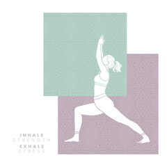 Creative Vector Art of a Woman doing Yoga with Indian Bandhani Pattern Background