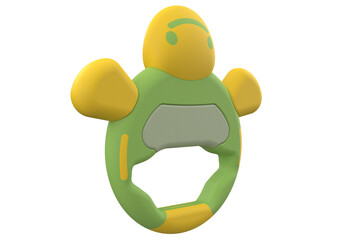 Cute Green and Yellow Colorful Turtle-Shaped Baby Turtle Rattle Toy for Infants Playful Adorable Cartoon Teether Smiling Face on a Transparent Background PNG
