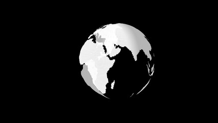 Abstract dotted globe representing world structure against black backdrop illustrating global concepts in geometric digital style