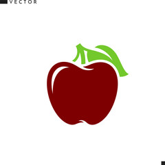 Red apple vector. Fresh fruit icon. Vegan food sign