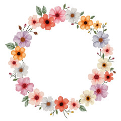 frame of flowers watercolor