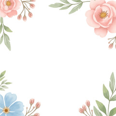 frame with pink flowers watercolor