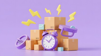 Efficient package delivery setup modern workspace graphic design minimalist style front view productivity boost