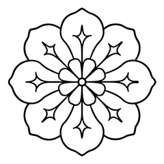 Simple Celestial Flower Mandala Line Design