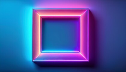 Neon Glow Square Frame Abstract Digital Art Design