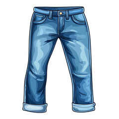 Blue jeans cuffed bottom casual style denim pants fashion apparel clothing