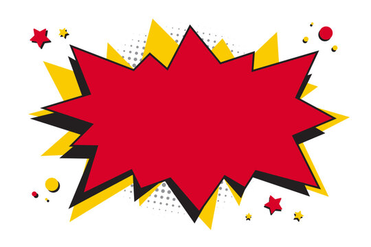 Cartoon effect blank red speech bubble, comic manga speech bubble effect design element