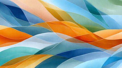 Obraz premium Abstract Watercolor Painting Flowing Hues of Blue Orange and Teal in a Modern Art Design
