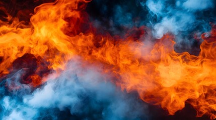 Intense swirling flames and billowing smoke