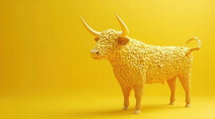 Fototapeta premium yellow cow sculpture art