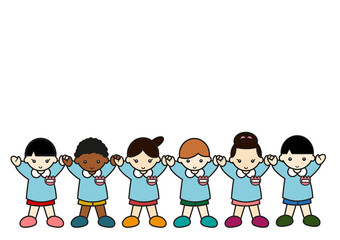 手をつなぐ可愛い幼稚園児