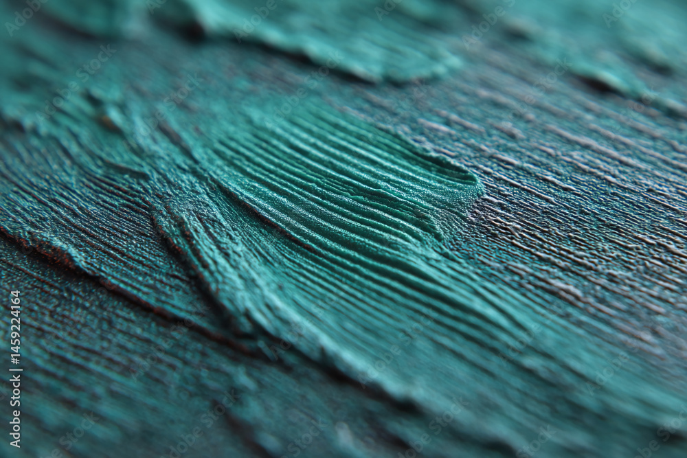 Aufkleber Close-up teal paint texture, showing brush strokes, creating a layered, textured surface ideal for background or design element