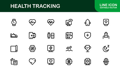 Minimalist Health Tracker Icons. Perfect for Fitness, Medical Records, and Digital Wellness Designs