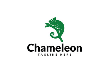 chameleon logo design template, logo icon vector illustration