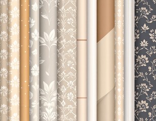 Collection Of Elegant Patterns On Fabric Rolls