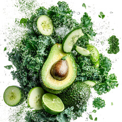 Avocados with Avocados and Avocados Isolated on Transparent Background