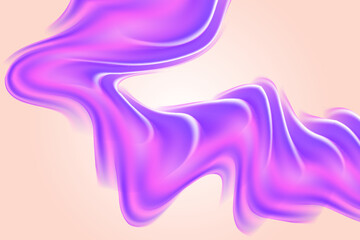 Obraz premium Fluid purple, pink neon glow futuristic flowing wave form, iridescent holographic liquid water splash isolated design element, transparent background. Dream glow abstract geometric shape.