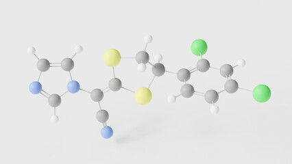 luliconazole molecule 3d, molecular structure, ball and stick model, structural chemical formula antifungal