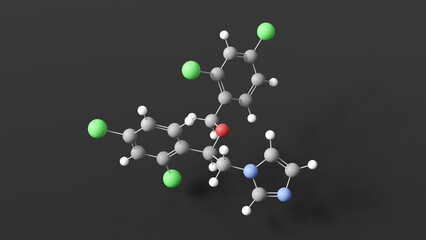 miconazole molecule 3d, molecular structure, ball and stick model, structural chemical formula antifungal agent