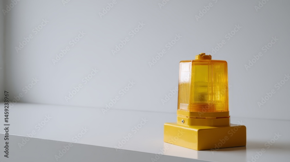 Aufkleber this vibrant yellow beacon light emits a soft led glow while resting on a clean white base, captured