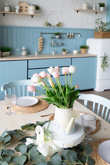 Discover a Charming Modern Kitchen that features Cozy Decor complemented by an Elegant Floral Arrangement
